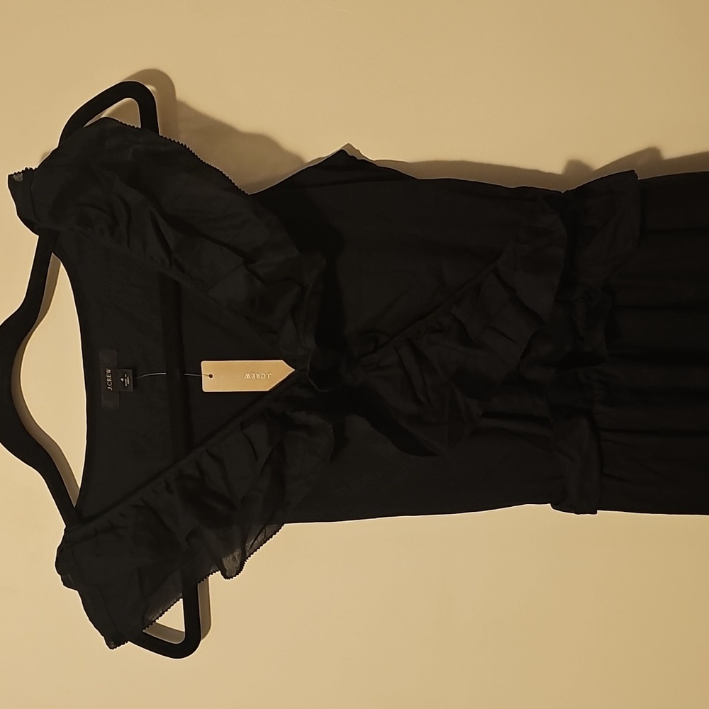 J. Crew Ruffle-Front Maxi Dress with Braided Belt - Black - Size 4 NWT - Picture 6 of 8